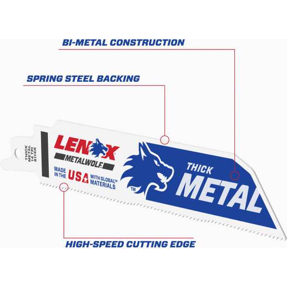 Lenox METALWOLF WAVE EDGE 6 In. 14 TPI Medium Metal Reciprocating Saw Blade (5-Pack)
