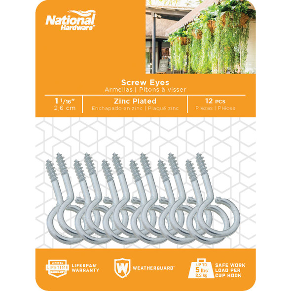 National Hardware #14 Zinc Large Screw Eye (12-Count) N119-131 218927