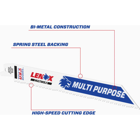 Lenox MULTIWOLF WAVE EDGE 8 In. 10 TPI Multi-Purpose Reciprocating Saw Blade (5-Pack)