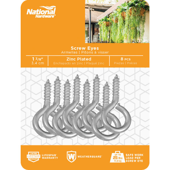 National Hardware #10 Zinc Large Screw Eye (8 Ct.)