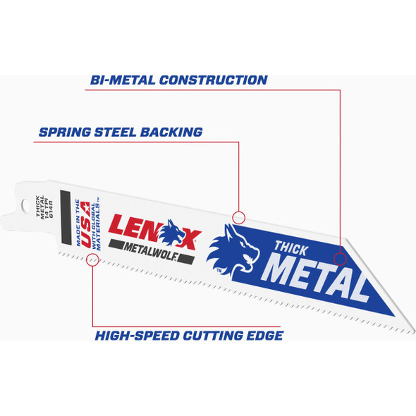 Lenox MULTIWOLF WAVE EDGE 6 In. 14 TPI Thick Metal Reciprocating Saw Blade