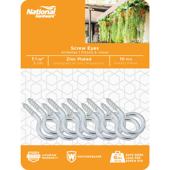National Hardware #12 Zinc Large Screw Eye (10-Count) N119-081 218918