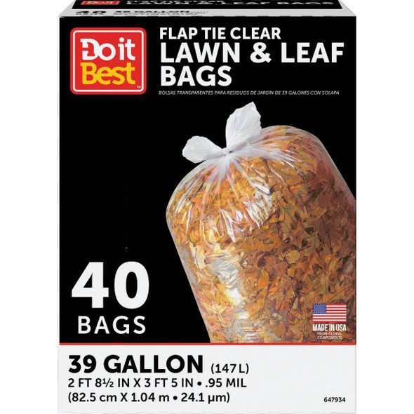 Do it Best 39 Gal. Clear Flap Tie Lawn & Leaf Bag (40-Count) 647934