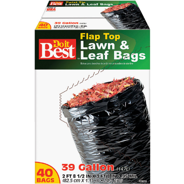 Do it Best 39 Gal. Black Flap Tie Lawn & Leaf Bag (40-Count) 729206