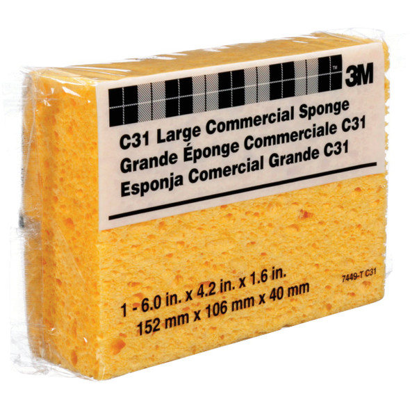 3M Commercial Size Sponge, 6 In. x 4.25 In. x 1.625 In. C31