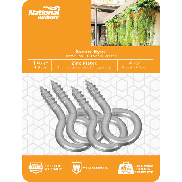 National Hardware #6 Zinc Large Screw Eye (4 Ct.)