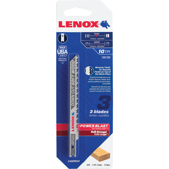 Lenox 3pk 4" 10t Jigsaw Blade 1991389