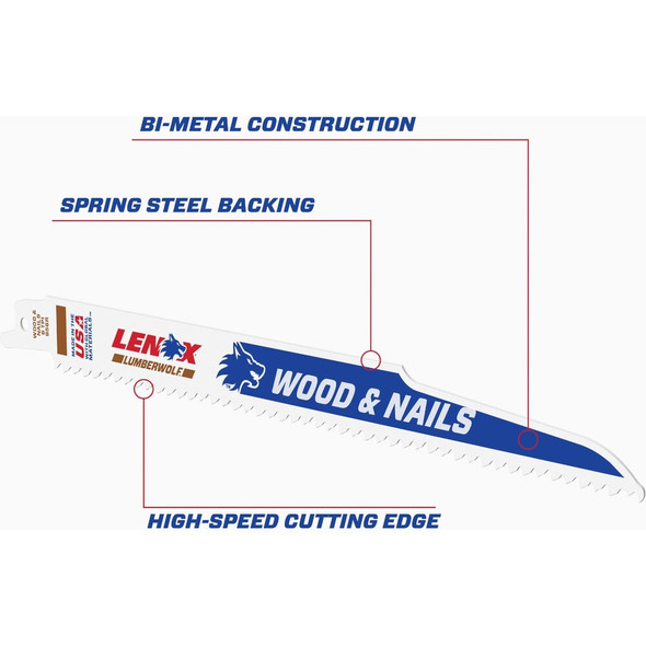 Lenox LUMBERWOLF 9 In. 6 TPI Nail-Embedded Wood Reciprocating Saw Blade 20587S956R 322032
