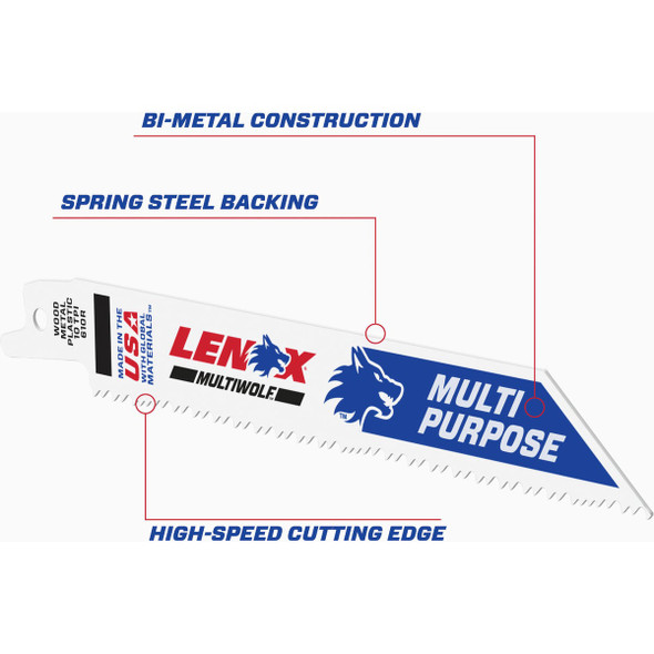Lenox MULTIWOLF WAVE EDGE 6 In. 10 TPI Multi-Purpose Reciprocating Saw Blade (5-Pack)