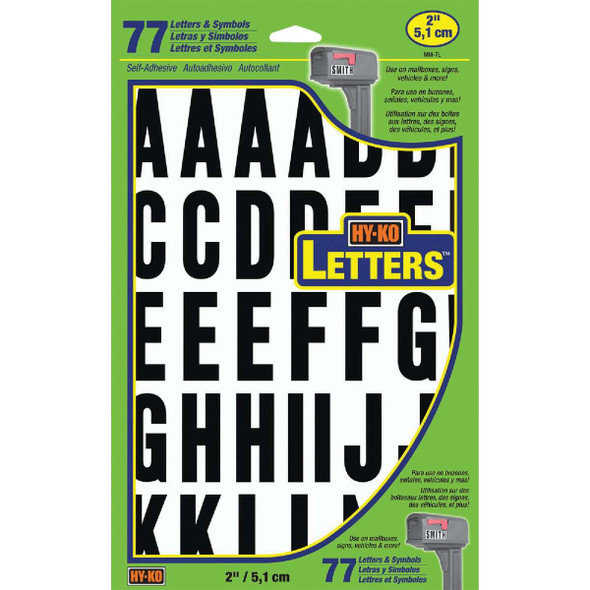Hy-Ko Self-Adhesive Polyester 2 In. Black Letter Set MM-7L