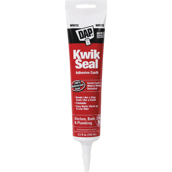 Dap Kwik Seal 5.5 Oz. White Kitchen & Bath Adhesive Caulk 7079818001