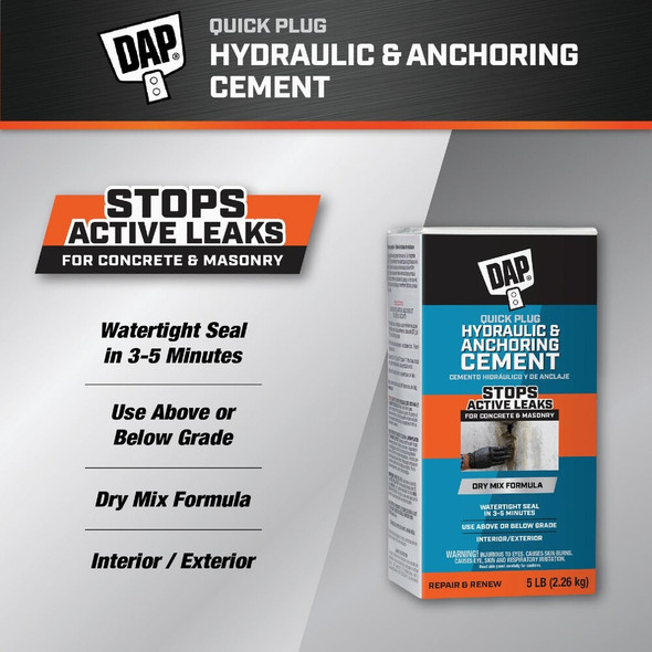 Dap 5 Lb. Quick Plug Hydraulic & Anchoring Cement, Gray 7079814086 267600