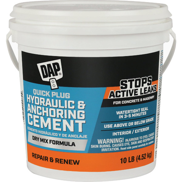 Dap 10 Lb. Quick Plug Hydraulic & Anchoring Cement, Gray 7079814090