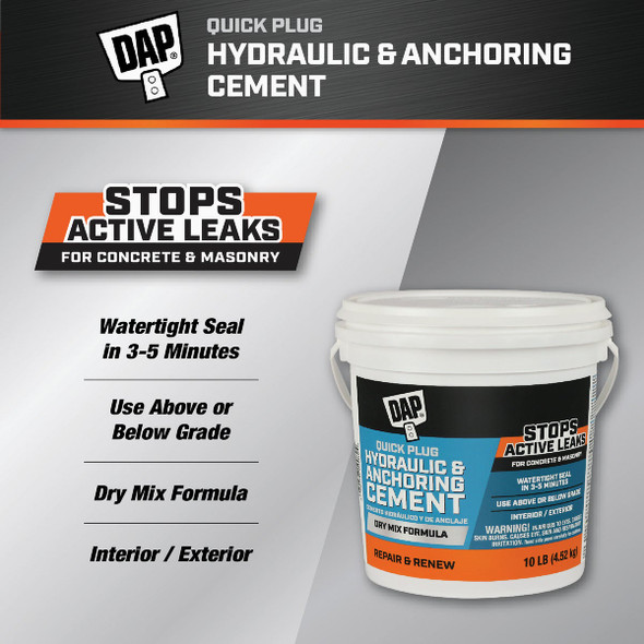 Dap 10 Lb. Quick Plug Hydraulic & Anchoring Cement, Gray 7079814090 267619