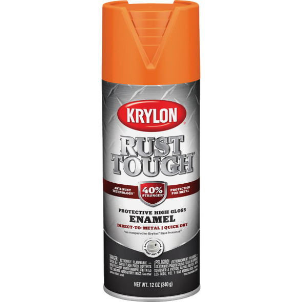 Krylon Rust Tough 12 Oz. Gloss Alkyd Enamel Spray Paint, Orange K09264008