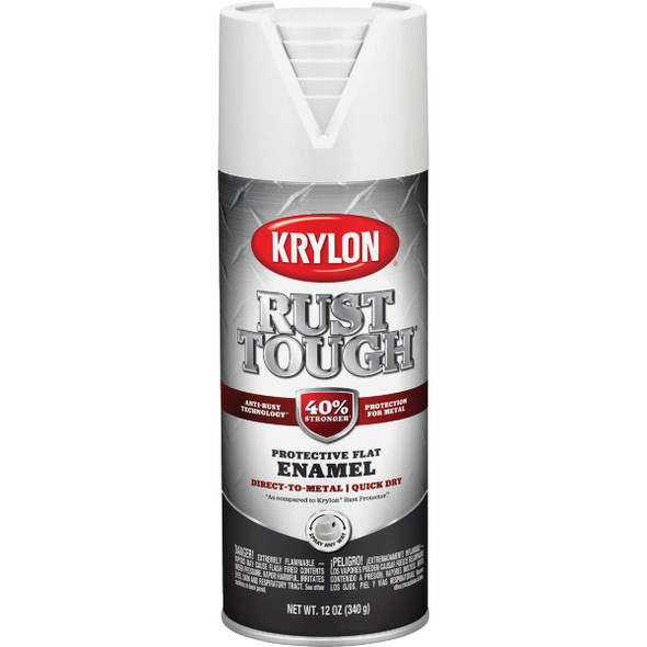 Krylon Rust Tough 12 Oz. Flat Alkyd Enamel Spray Paint, White K09219008
