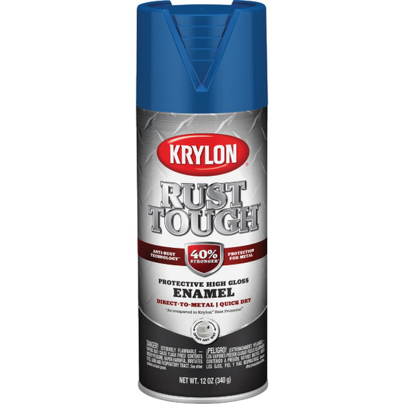 Krylon Rust Tough 12 Oz. Gloss Alkyd Enamel Spray Paint, Blue K09225008