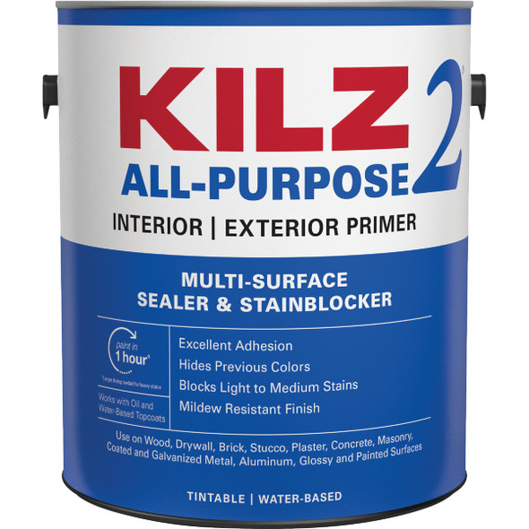 KILZ 2 Latex Interior/Exterior Sealer Stain Blocking Primer, White, 1 Gal. 20041