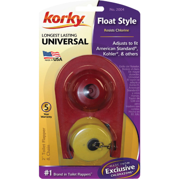 Korky Plus 2 In. Rubber Adjustable Flapper with Float and Chain Korky Plus 2 In. Rubber Adjustable Flapper with Float and Chain