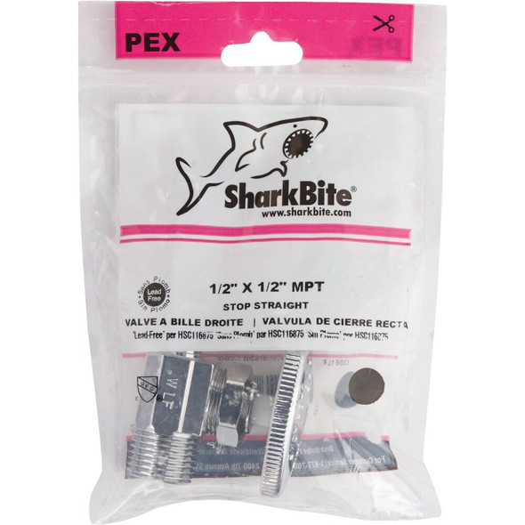 SharkBite 1-2 In. CF x 1-2 In. MPT Brass Straight Valve 23061LF 461652