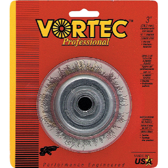 Weiler Vortec 3 In. Crimped 0.014 In. Angle Grinder Wire Brush 36031