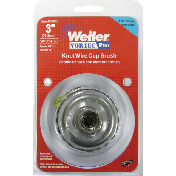 Weiler Vortec 3 In. Knotted 0.02 In. Angle Grinder Wire Brush 36038