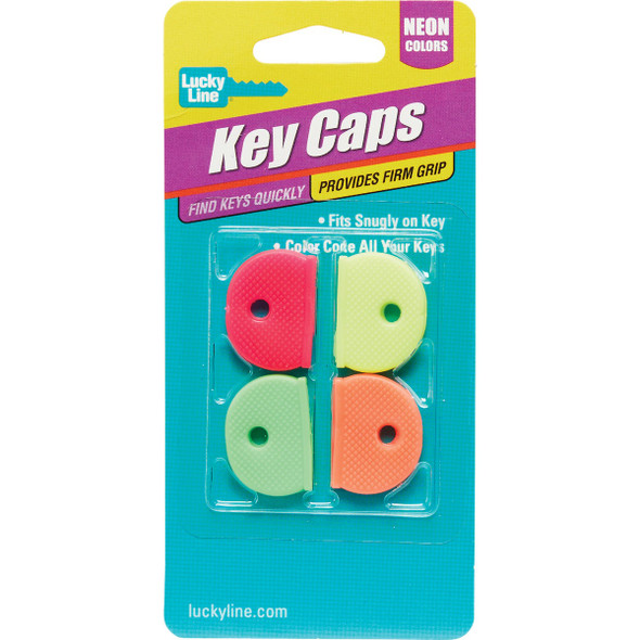 Lucky Line Vinyl Key Identifier Cap, Assorted Neon Colors (4-Pack) 16506 574514