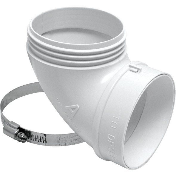 Lambro 4 In. ABS White Plastic Quick Fit Dryer Exhaust Elbow 3003L