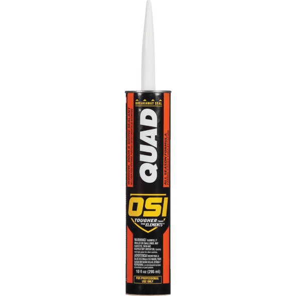 OSI QUAD 10 Oz. Window, Door & Siding Polymer Sealant, White 1638674 Pack of 12