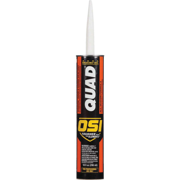 OSI QUAD 10 Oz. Window, Door & Siding Polymer Sealant, White 1638674 Pack of 12
