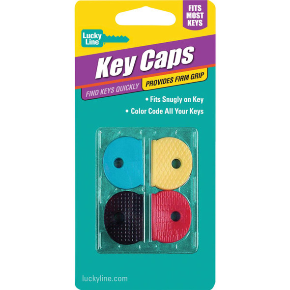Lucky Line Vinyl Key Identifier Cap, Assorted Colors (4-Pack)