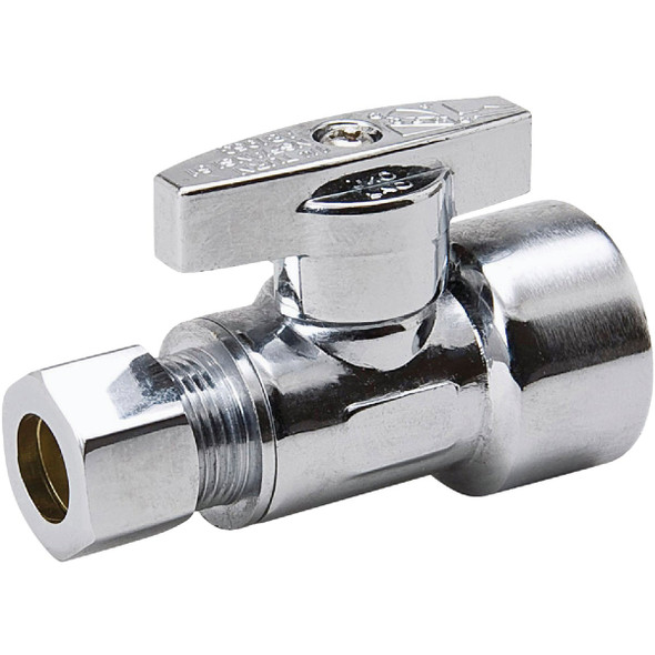 ProLine 1/2 In. FPT x 3/8 In. COMP Chrome-Plated Brass Straight Stop 191-232HC