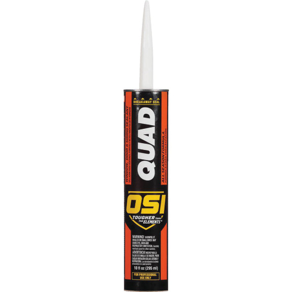 OSI QUAD 10 Oz. Window, Door & Siding Polymer Sealant, Clear 827837 Pack of 12