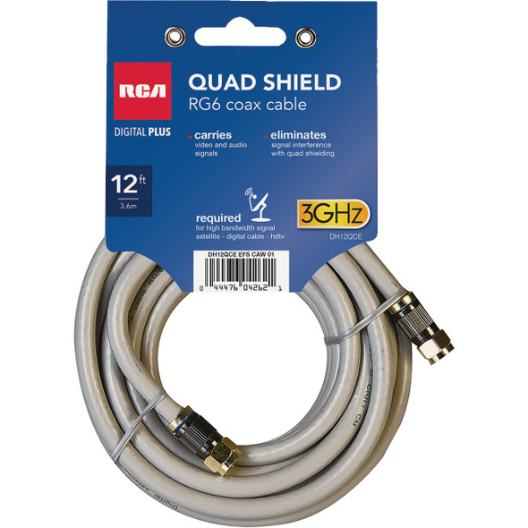 RCA 12 Ft. Gray Quad RG6 Coaxial Cable DH12QCE