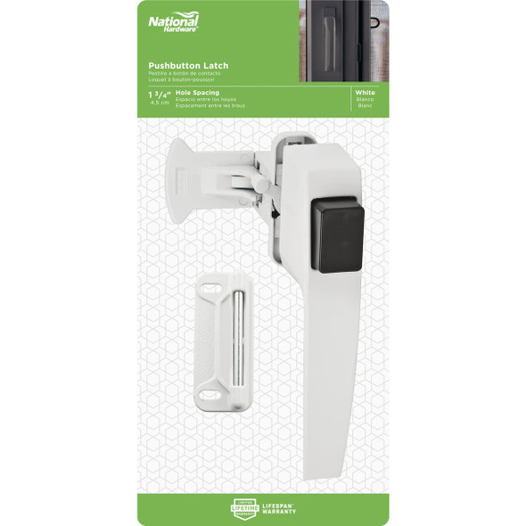 National Hardware White Push Button Latch with 1-3-4 In. Hole Spacing N213-165 224019