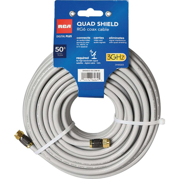 RCA 50 Ft. Black RG6U Quad Shield Coax Cable DH50QCE