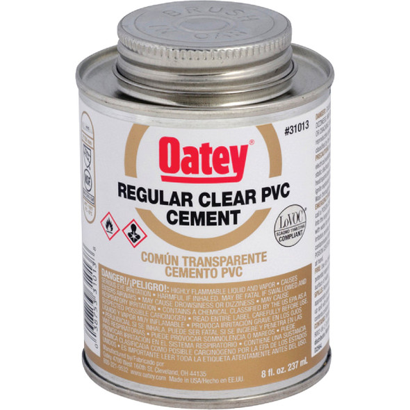 Oatey 8 Oz. Regular Bodied Clear PVC Cement 31013 Oatey 8 Oz. Regular Bodied Clear PVC Cement 31013