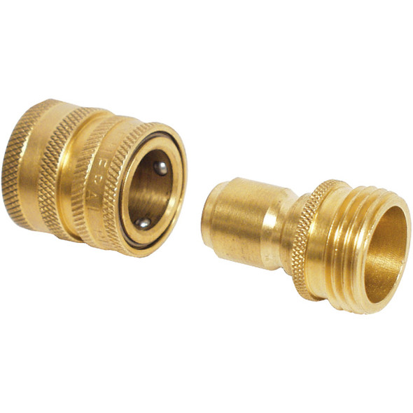 Apache 1 Male, 1 Female Brass Garden Hose Quick Connect Connector Set 44048664 Apache 1 Male, 1 Female Brass Garden Hose Quick Connect Connector Set 44048664