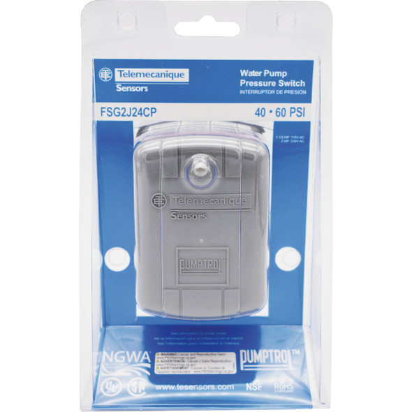 Telemechanique Sensors Pumptrol 40-60 psi Diaphragm Actuated 2 Pole Pressure Switch