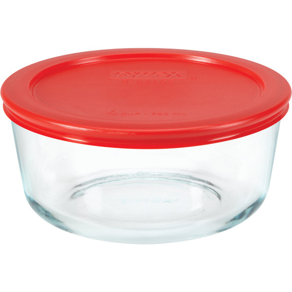 Pyrex Simply Store 4-Cup Round Glass Storage Container with Lid 1075428