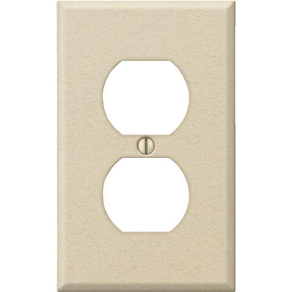 Amerelle PRO 1-Gang Stamped Steel Outlet Wall Plate, Ivory Wrinkle C982DIV