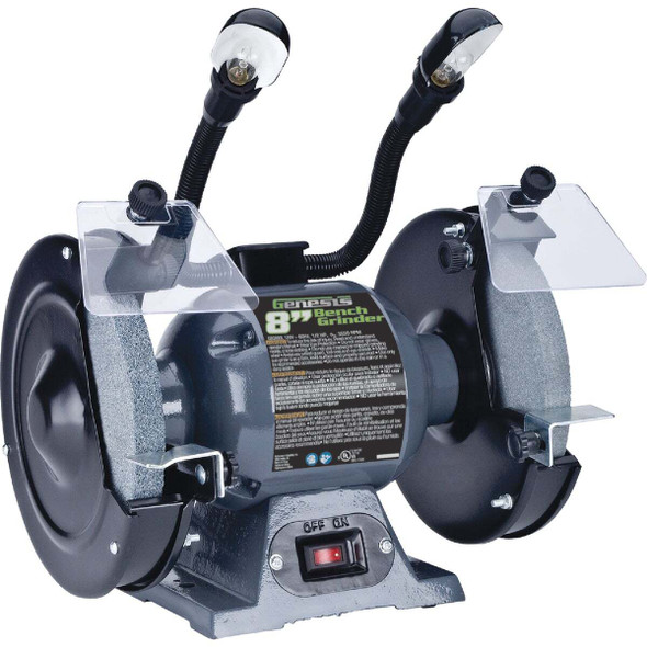 Genesis 8 In. 3/4 HP Bench Grinder with LED Lights GBG800L