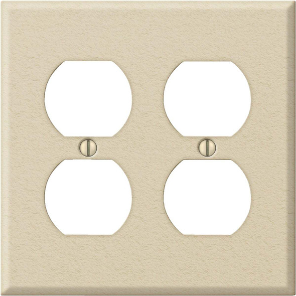 Amerelle PRO 2-Gang Stamped Steel Outlet Wall Plate, Ivory Wrinkle C982DDIV