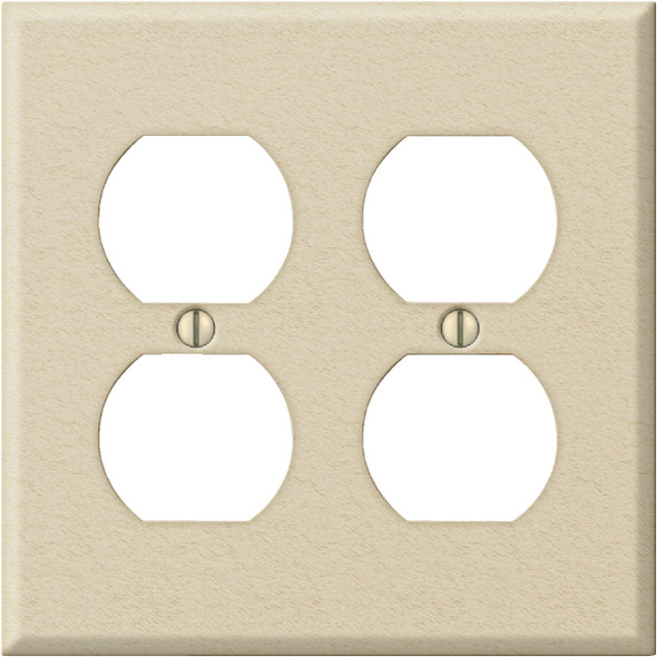 Amerelle PRO 2-Gang Stamped Steel Outlet Wall Plate, Ivory Wrinkle C982DDIV