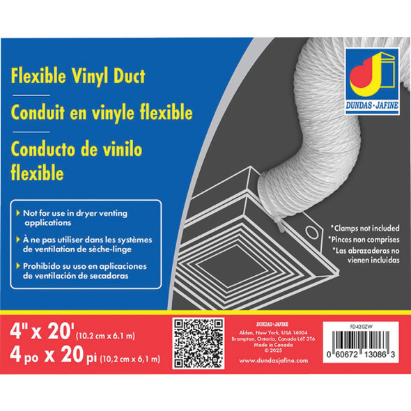Dundas Jafine 4 In. Dia x 20 Ft. L White Vinyl Flexible Ducting FD420ZW