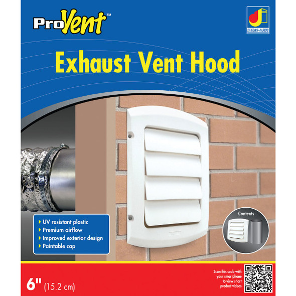 Dundas Jafine ProVent 6 In. White Louvered Dryer Vent Hood BLH6WZW