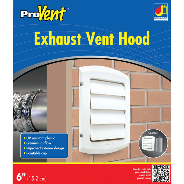 Dundas Jafine ProVent 6 In. White Louvered Dryer Vent Hood BLH6WZW