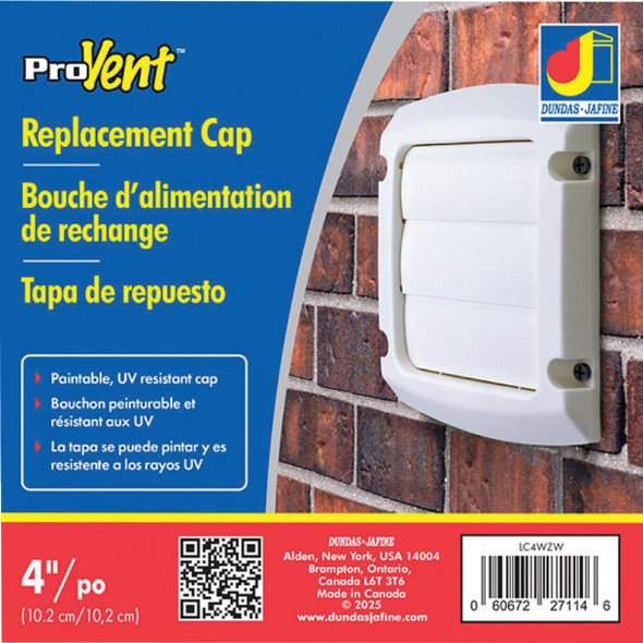 Dundas Jafine ProVent 4 In. White Plastic Replacement Vent Cap LC4WZW
