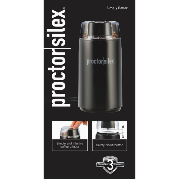 Proctor Silex 12 Cup Fresh Grind Black Coffee Grinder With Built-In Interlock 80302 653493