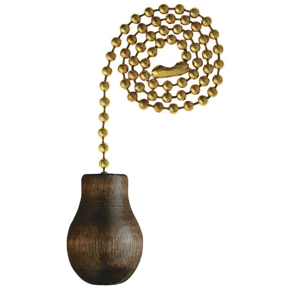 Westinghouse 12 In. Polished Brass Pull Chain with Walnut Knob Ornament 77013